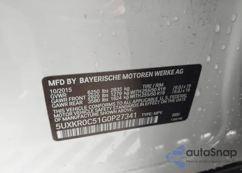 2016 BMW X5 xDrive35I z USA, uszkodzony, nr VIN 5UXKR0C51G0P27341